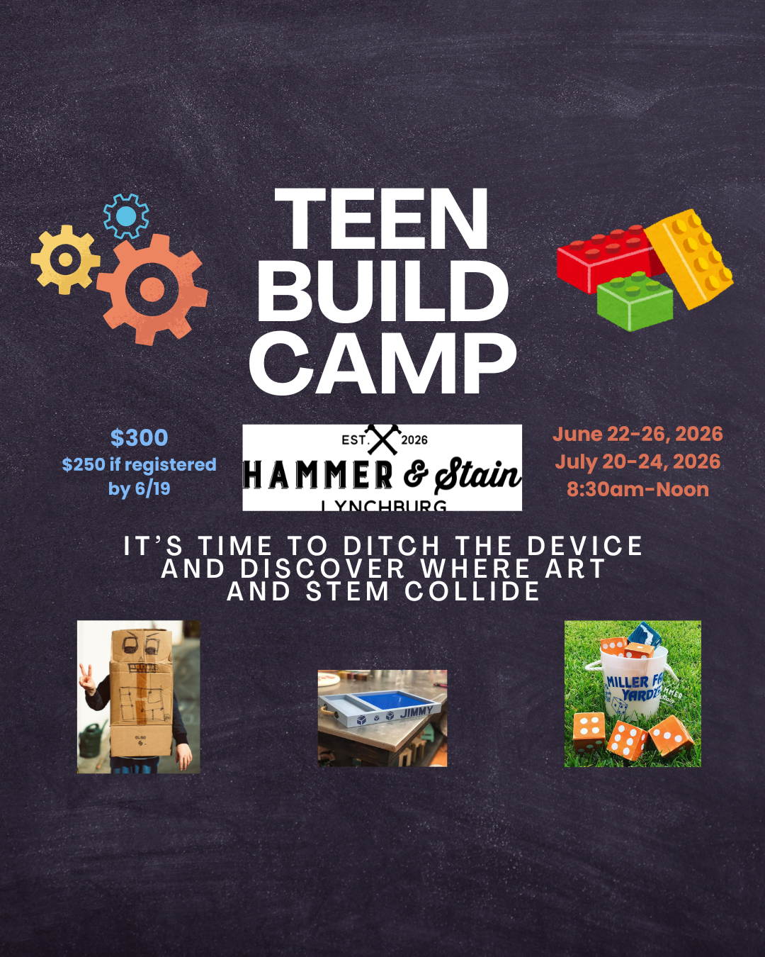 07/20/2026 - 07/24/2026 Teen Build Camp 8:30am-Noon (Lynchburg)