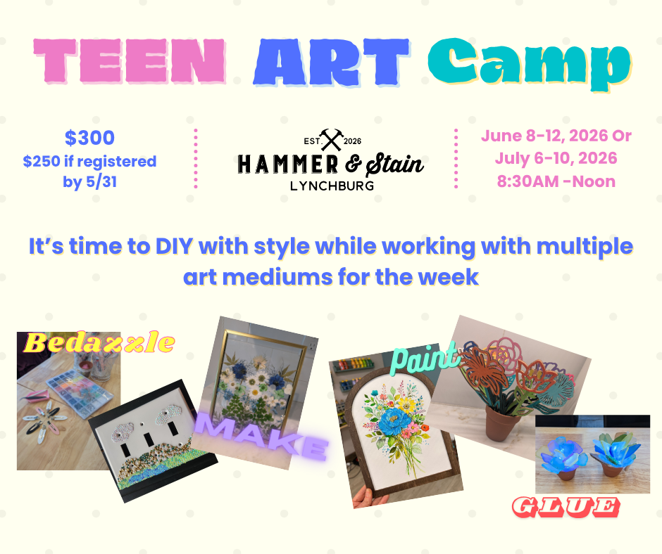 06/08/2026 - 06/12/2026 Teen Art Camp 8:30am-Noon (Lynchburg)