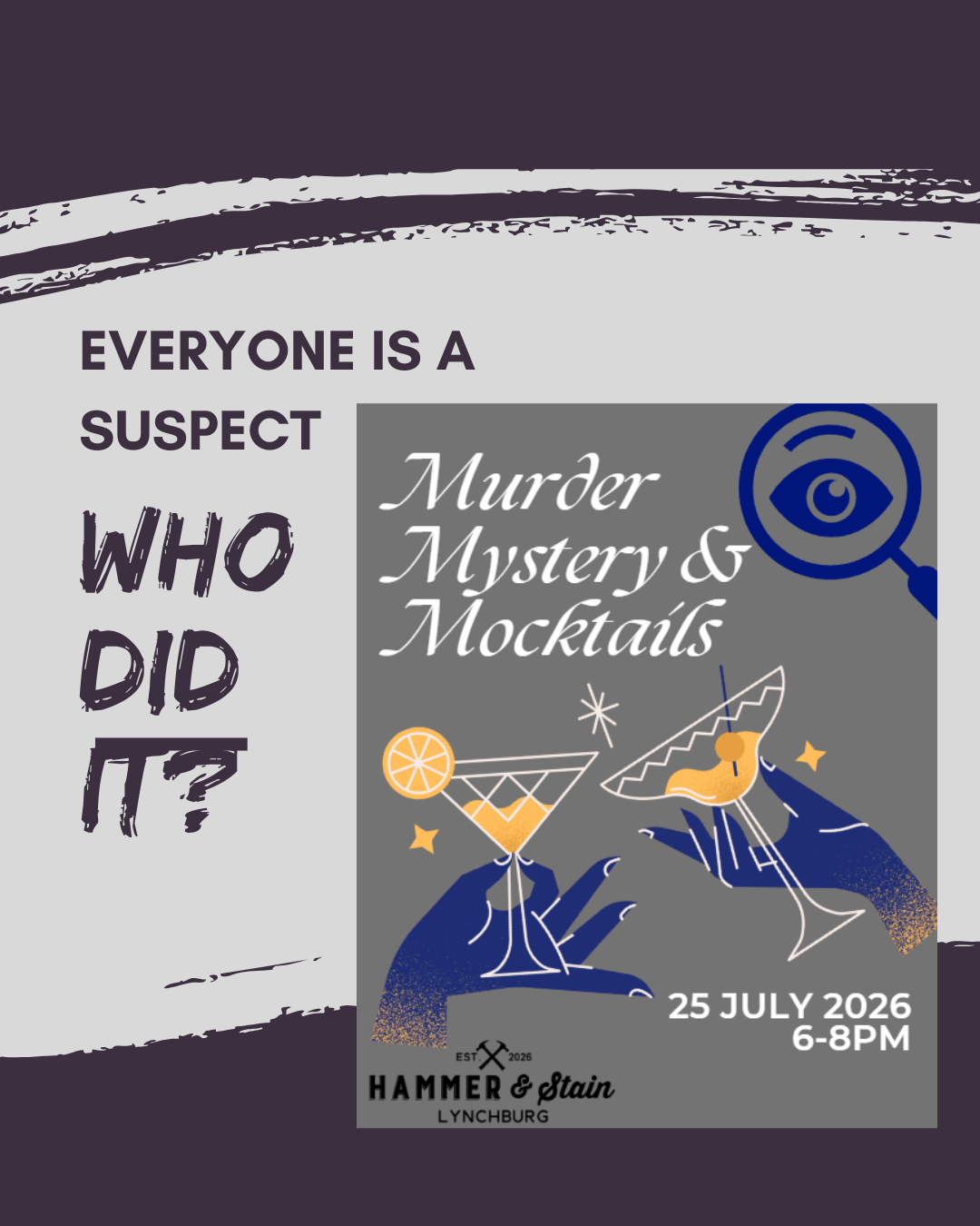 07/25/2026 Murder Mystery & Mocktails 6-8pm (Lynchburg)